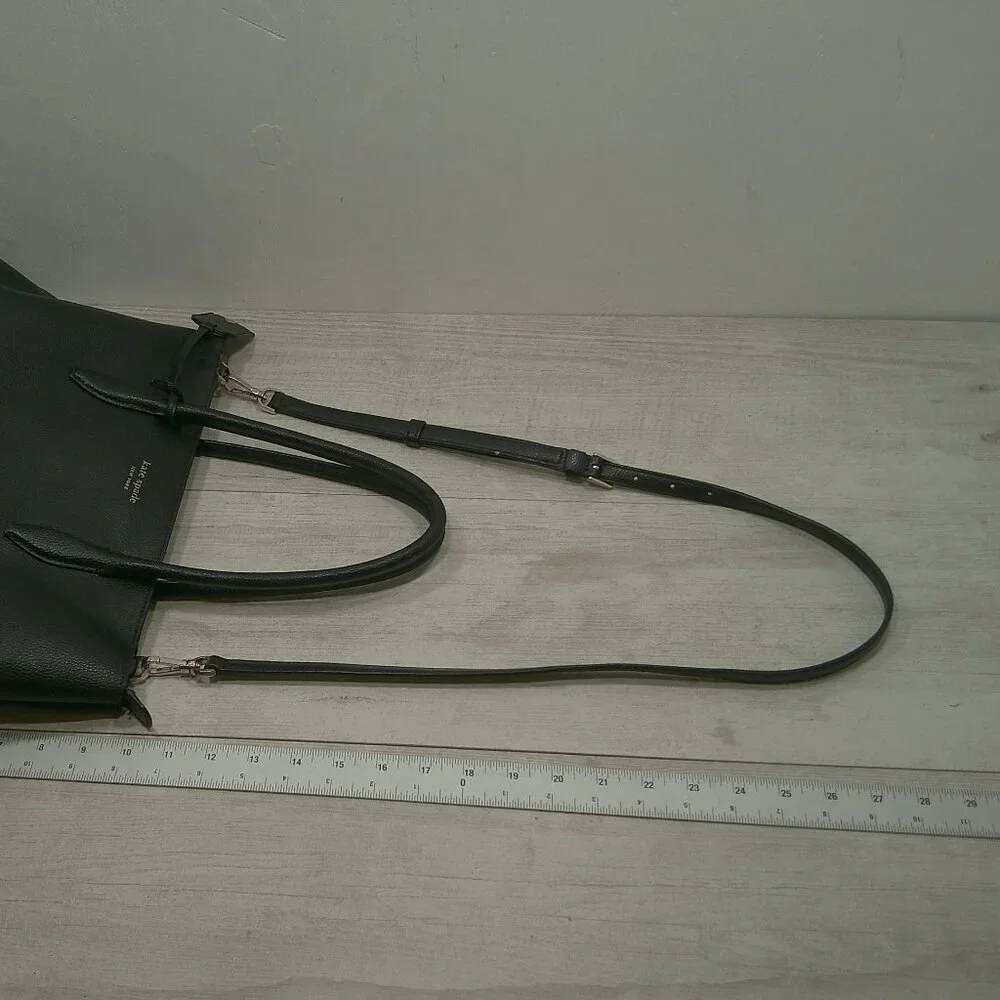 Kate Spade New York Eva Medium Top Zip Satchel Black Pebbled leather| Crossbody